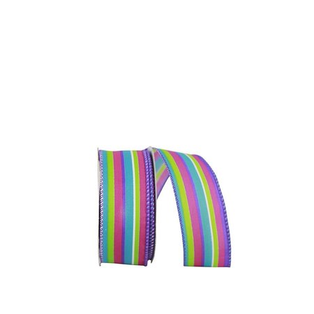 RELIANT RIBBON 10.5 in. 20 Yards Stripes Bright Combo Wired Edge Ribbon, Comb. 1 93396W-C01-09H